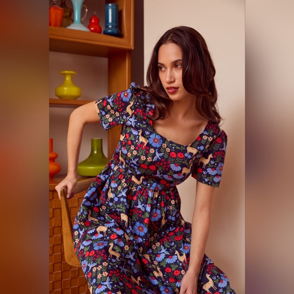 NWT Princess Highway Llama Print Navy Short Sleeve Dress Size 10 AU / 6 US - Picture 8 of 14